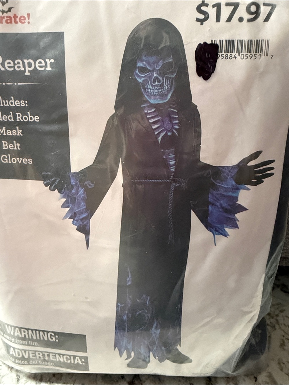 Child Hooded Grim Reaper Costume - Black & Purple
